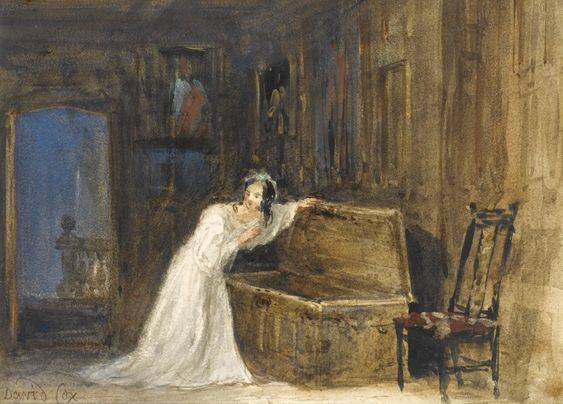 A painting showing the unfortunate mistletoe bride hiding in that trunk - by David Cox